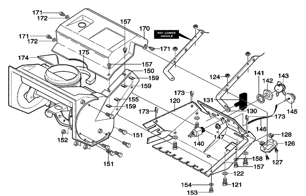 Top Cover Assembly Diagram and Parts List for 620301X4NA 2002 Briggs and Stratton Snow Blower